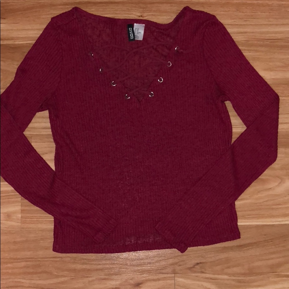 Burgundy long sleeve with strap design